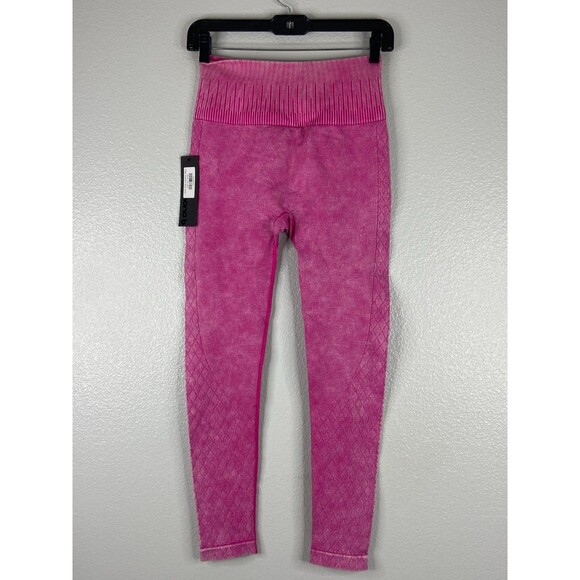 Mono B Women Small Pink Julia Athletic Legging Textured Casual Workout - Picture 4 of 8